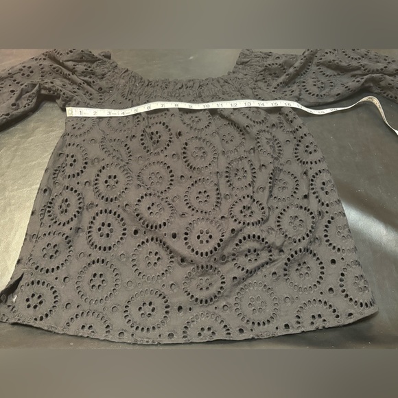 Ann Taylor Factory Black Eyelet Top 100% Cotton NWT size Small - Picture 7 of 10